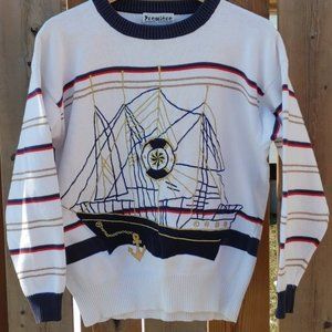 VINTAGE Premier Collection NAUTICAL SWEATER Size Medium Over Sized UNISEX